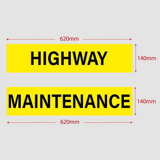 Highway Maintenance split 620mm x 140mm Yellow Fluorescent Graphic
