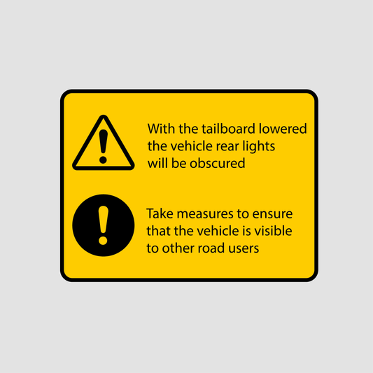 Tailboard lower warning label 67 x 50mm