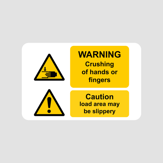 Caution -Crush fingers/ Slippery When Wet Label 170mm x 110mm